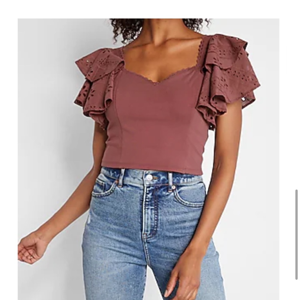 Flutter Sleeve Mauve Top - image 1
